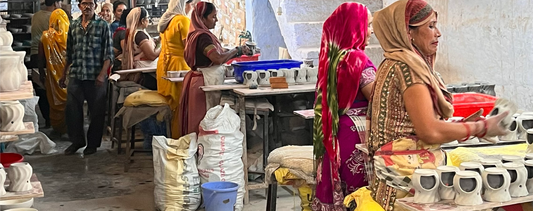 women artisans of India working on their ceramic craft